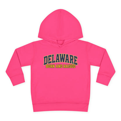 Delaware Born and Raised Old-School Athletic Unisex Toddler Pullover Fleece Hoodie