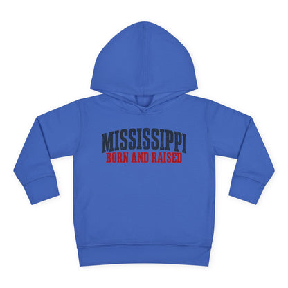 Mississippi Born and Raised Minimal Vintage Unisex Toddler Pullover Fleece Hoodie
