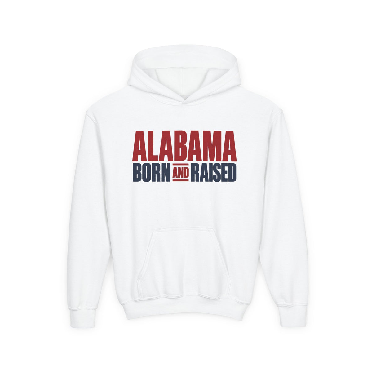 Alabama Born and Raised Minimal Heritage Unisex Youth Heavy Blend Hooded Sweatshirt Graphic