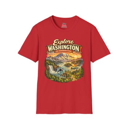Explore Washington Unisex Softstyle T Shirt State Pride Graphic Tee Collections FS03