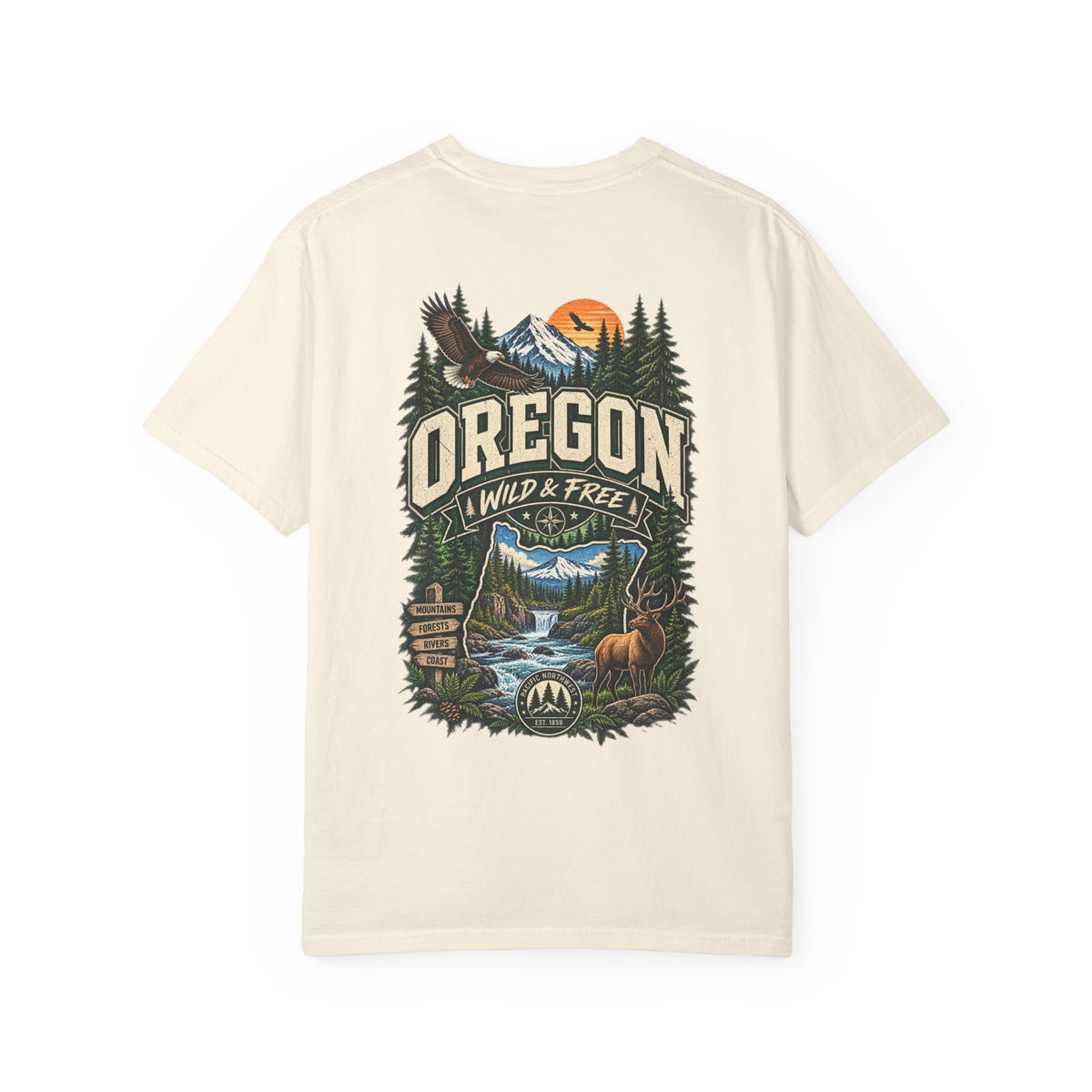 Oregon Wild & Free Unisex Comfort Color 1717 Streetwear Graphic Tee
