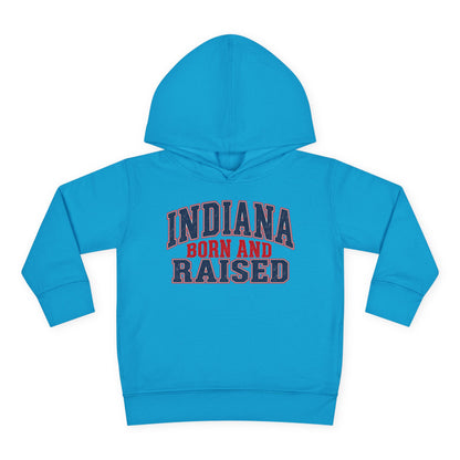 Indiana Born and Raised Bold Hometown Pride Unisex Toddler Pullover Fleece Hoodie