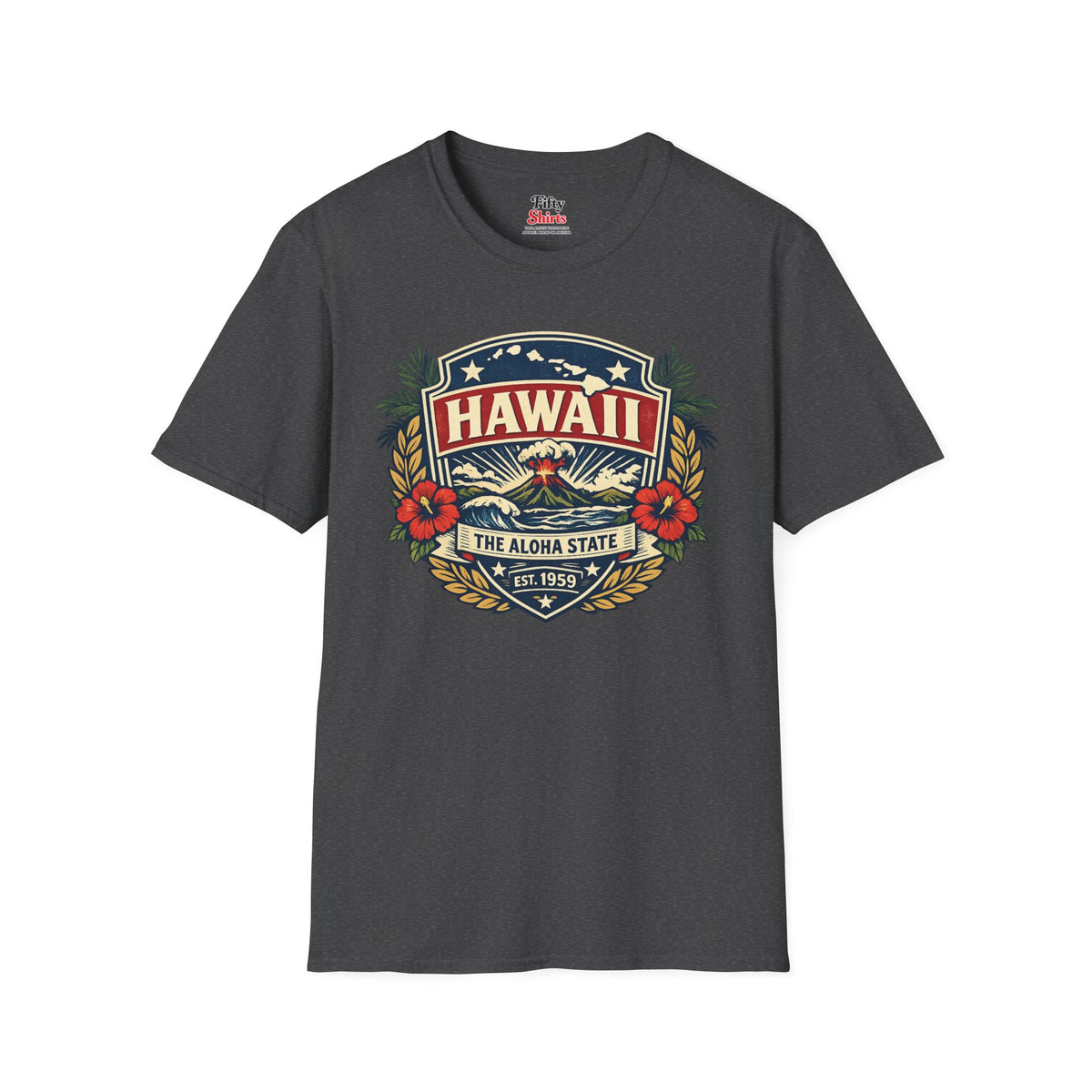 Hawaii Heritage Badge Unisex Softstyle T Shirt State Pride Graphic Tee Collections FS03