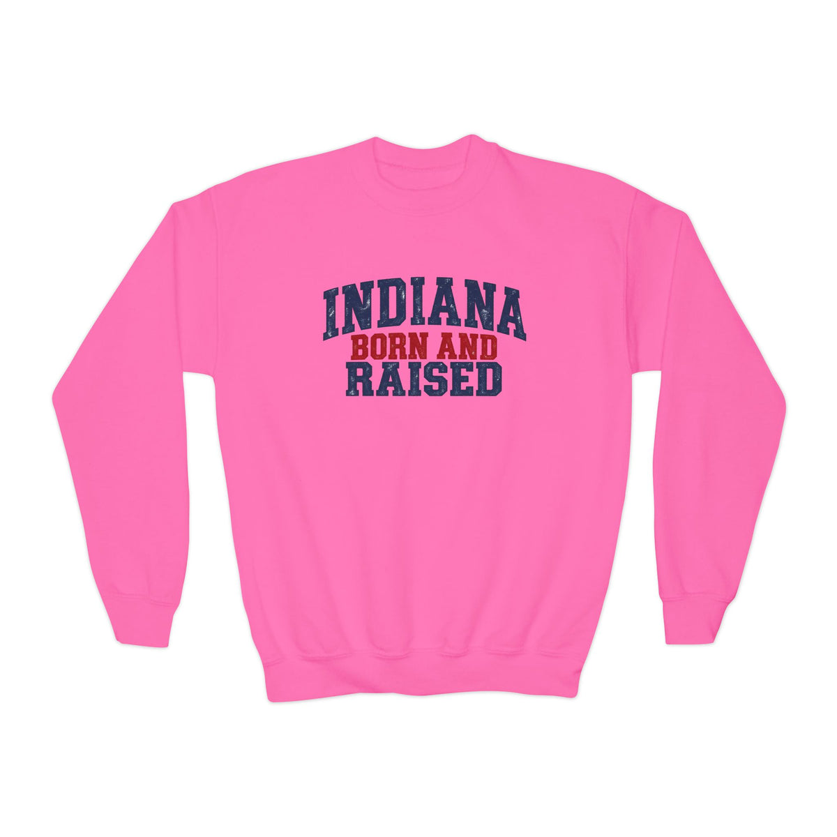 Indiana Born and Raised Classic Heritage Unisex Youth Crewneck Sweatshirt Graphic