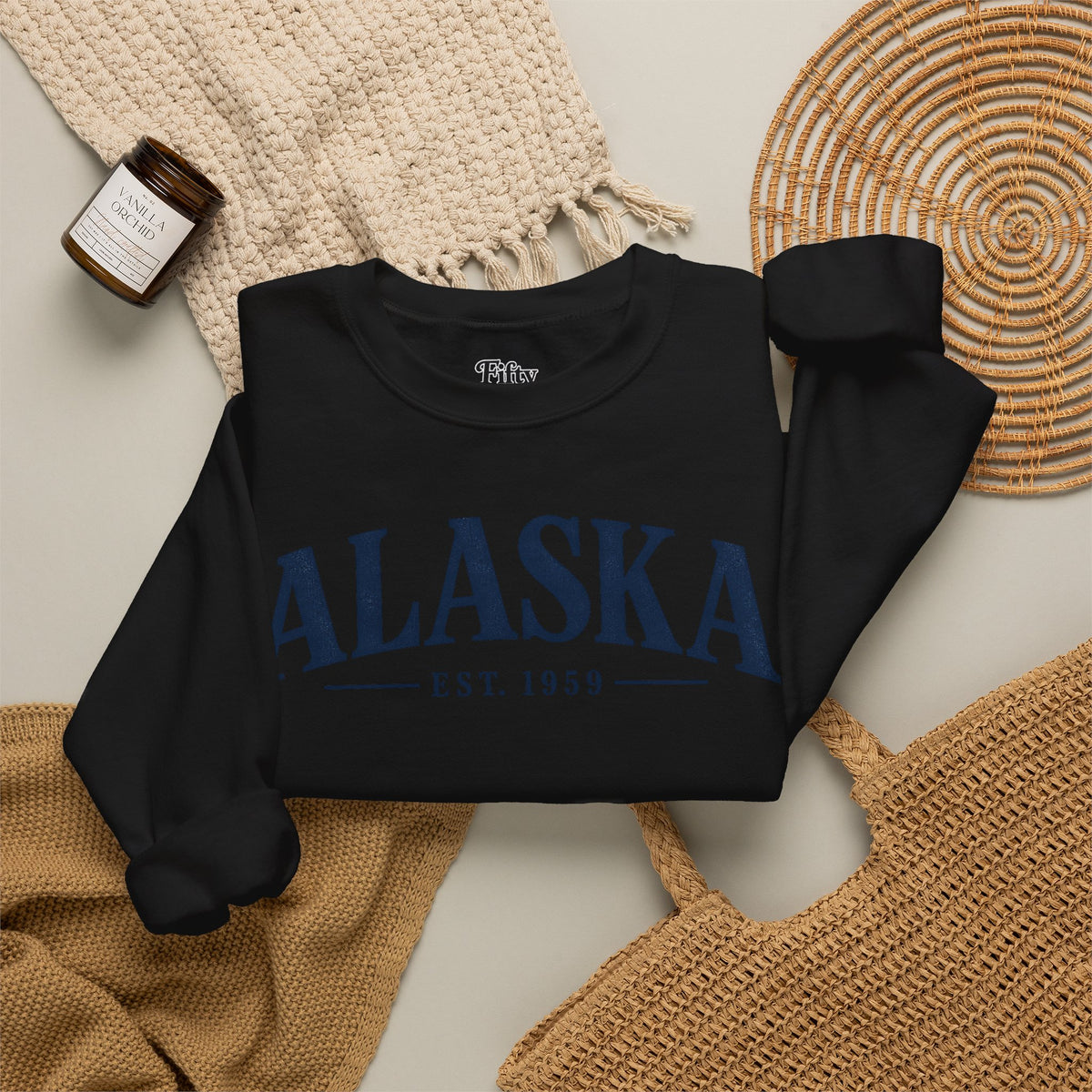Alaska Est 1959 Unisex Crewneck Sweatshirt State Name Graphic