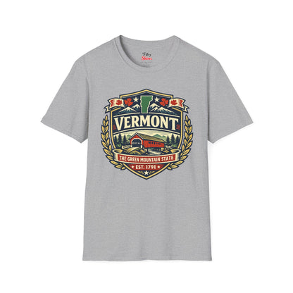 Vermont Heritage Badge Unisex Softstyle T Shirt State Pride Graphic Tee Collections FS03