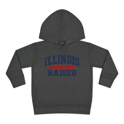 Illinois Born and Raised Rustic Midwest Americana Unisex Toddler Pullover Fleece Hoodie