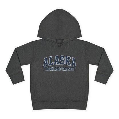 Alaska Born and Raised Classic Collegiate Unisex Toddler Pullover Fleece Hoodie