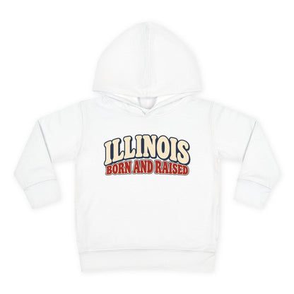 Illinois Born and Raised Retro 1970s Unisex Toddler Pullover Fleece Hoodie