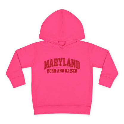 Maryland Born and Raised Classic Collegiate Unisex Toddler Pullover Fleece Hoodie