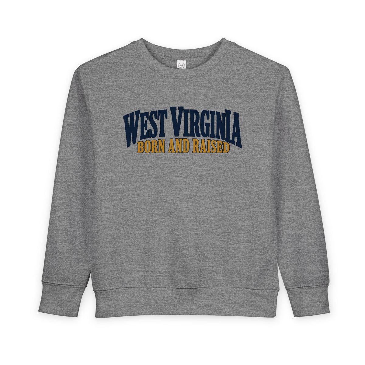 West Virginia Born and Raised Heritage Serif Unisex Toddler Sweatshirt