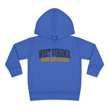 West Virginia Born and Raised Bold Workwear Unisex Toddler Pullover Fleece Hoodie