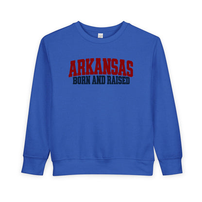 Arkansas Born and Raised Rugged Workwear Unisex Toddler Sweatshirt