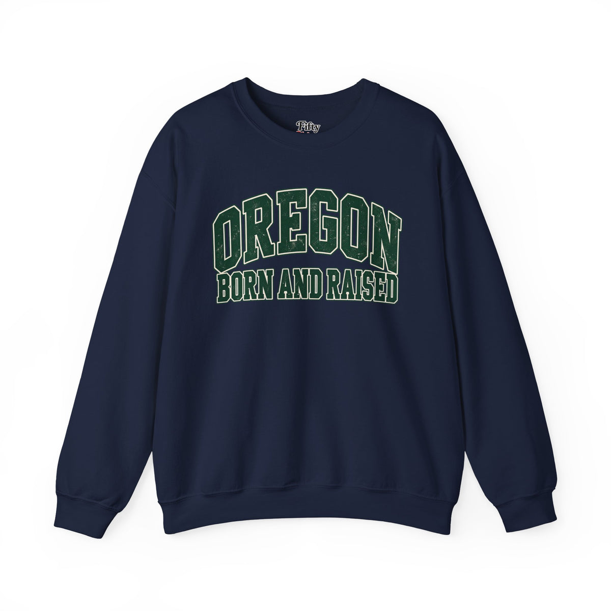 Oregon Born and Raised Unisex Crewneck Sweatshirt State Name Graphic