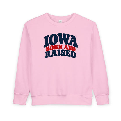 Iowa Born and Raised Retro 1970s Unisex Toddler Sweatshirt