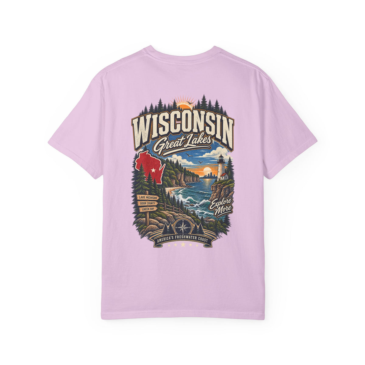 Wisconsin Great Lakes Unisex Comfort Color 1717 Streetwear Graphic Tee