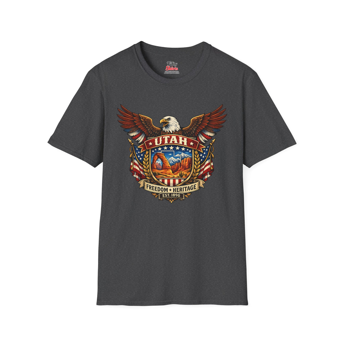 Utah Americana Eagle Unisex Softstyle T Shirt State Pride Graphic Tee Collections FS03