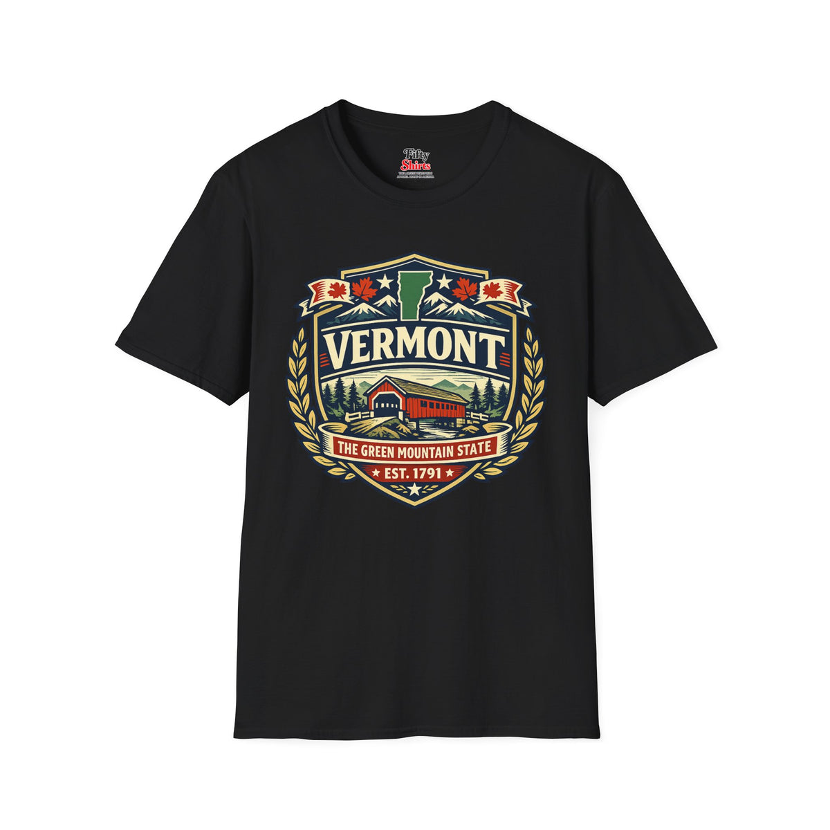 Vermont Heritage Badge Unisex Softstyle T Shirt State Pride Graphic Tee Collections FS03