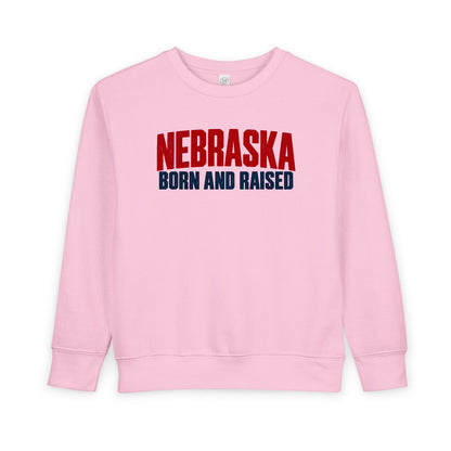 Nebraska Born and Raised Minimal Heritage Unisex Toddler Sweatshirt Graphic