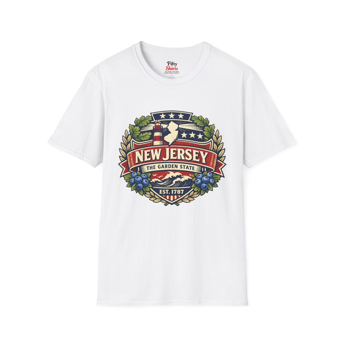 New Jersey Heritage Badge Unisex Softstyle T Shirt State Pride Graphic Tee Collections FS03