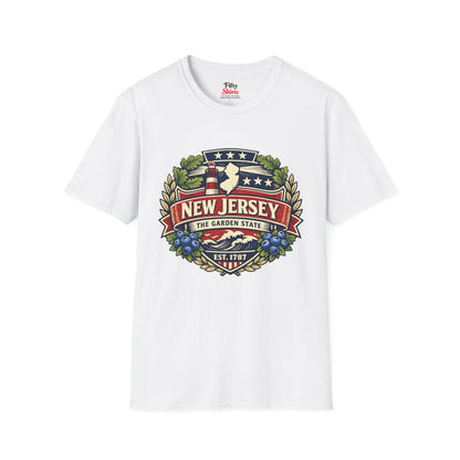New Jersey Heritage Badge Unisex Softstyle T Shirt State Pride Graphic Tee Collections FS03