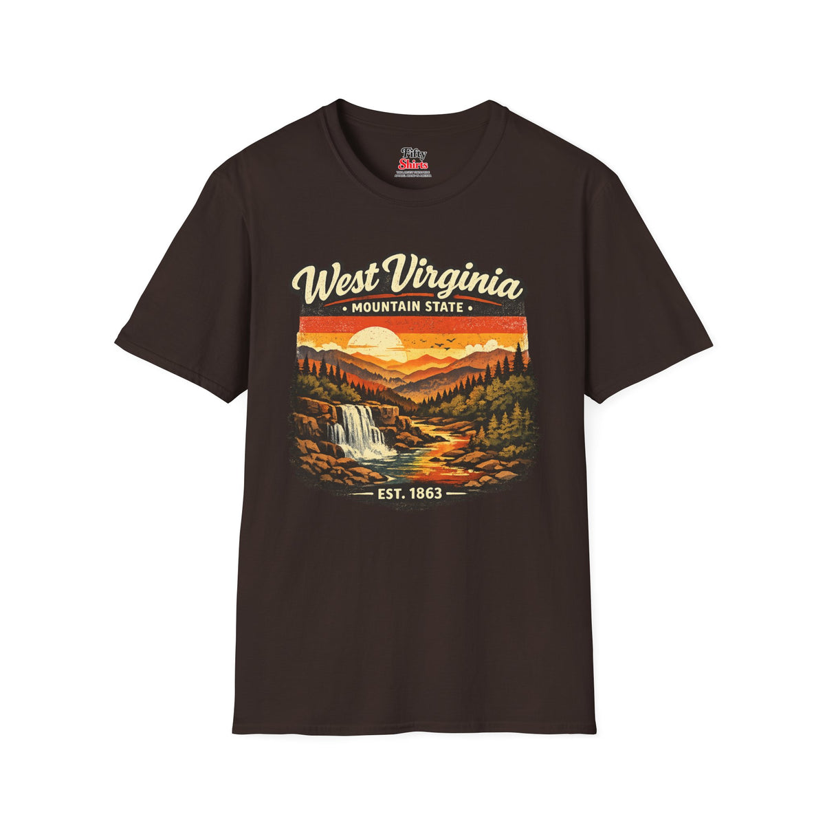 West Virginia Mountain Sunset Unisex Softstyle T Shirt State Pride Graphic Tee Collections FS03