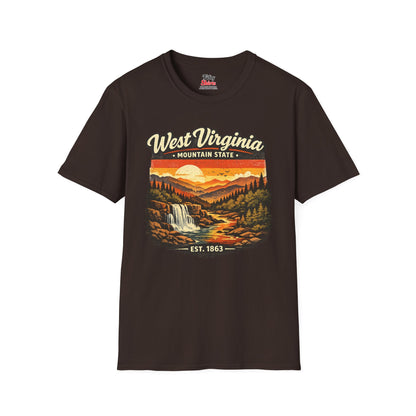 West Virginia Mountain Sunset Unisex Softstyle T Shirt State Pride Graphic Tee Collections FS03