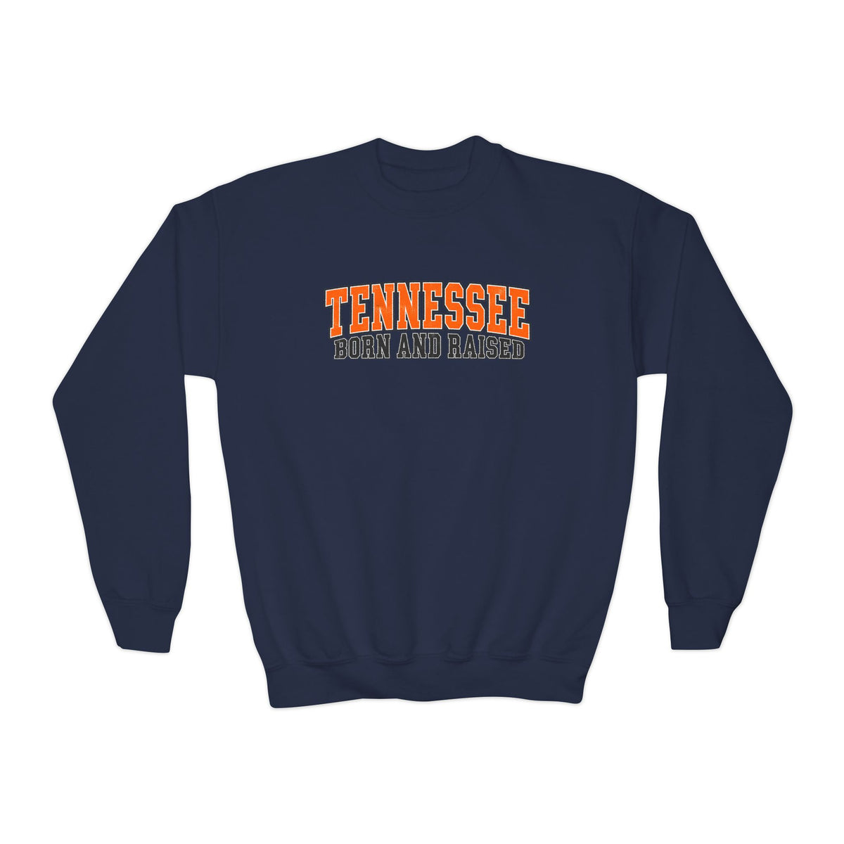 Tennessee Born and Raised Vintage Athletic Unisex Youth Crewneck Sweatshirt Graphic