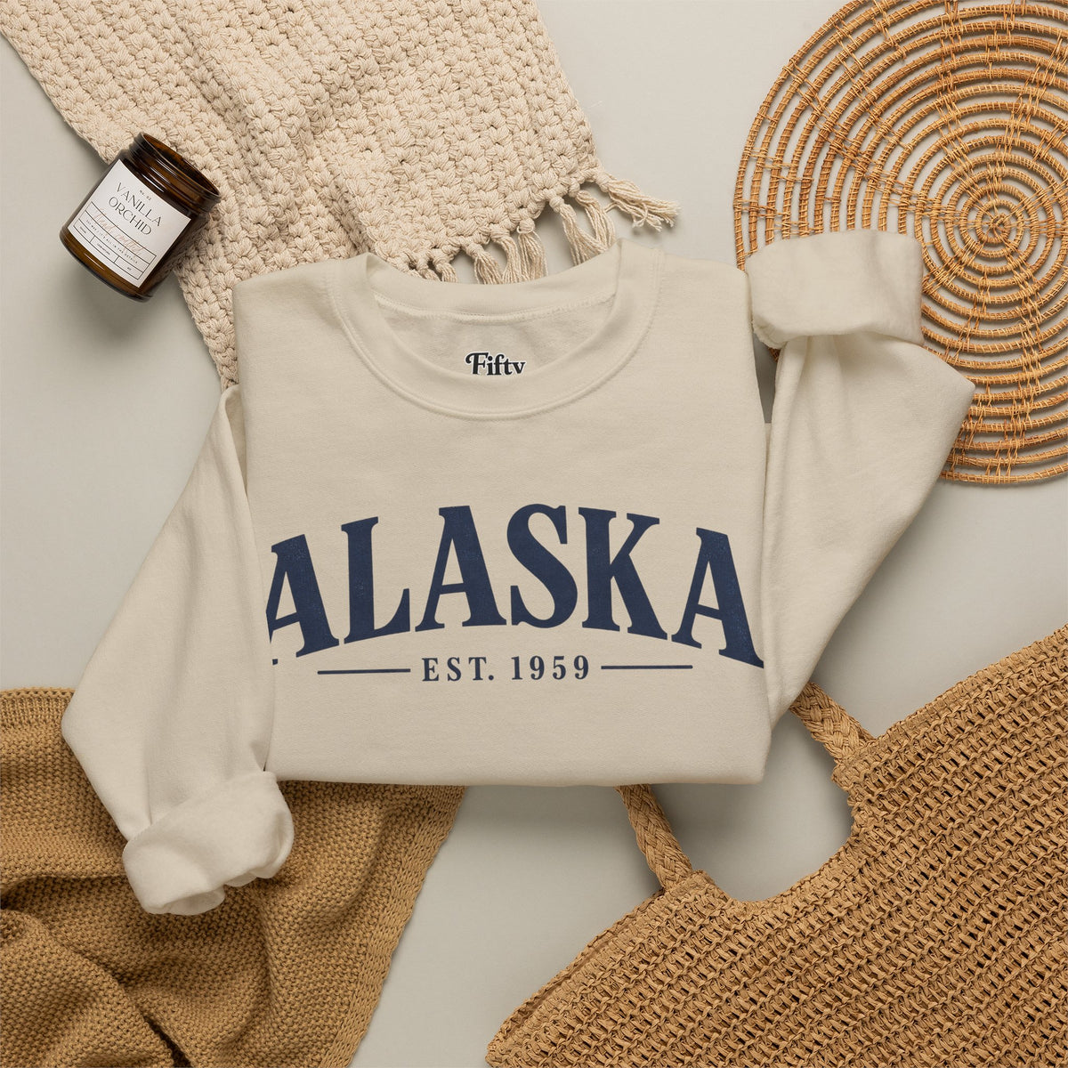 Alaska Est 1959 Unisex Crewneck Sweatshirt State Name Graphic