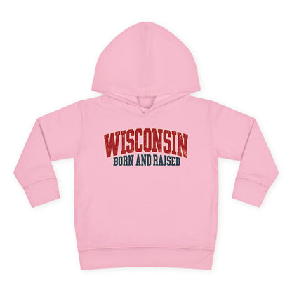 Wisconsin Born and Raised Midwest Heritage Unisex Toddler Pullover Fleece Hoodie