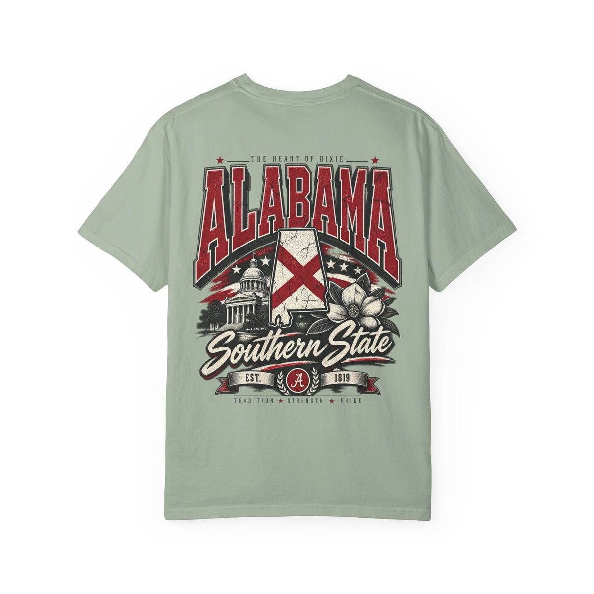 Alabama State Lettering Unisex Comfort Color 1717 Streetwear Graphic Tee