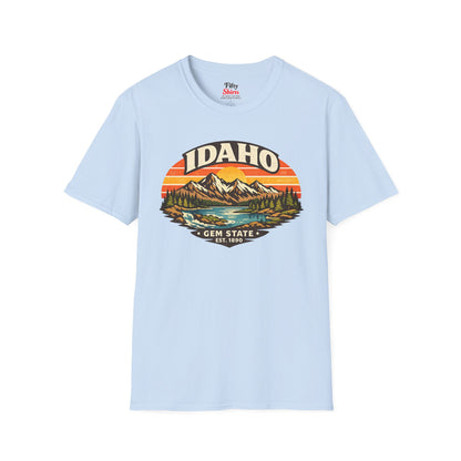 Idaho Mountain Sunset Unisex Softstyle T Shirt State Pride Graphic Tee Collections FS03