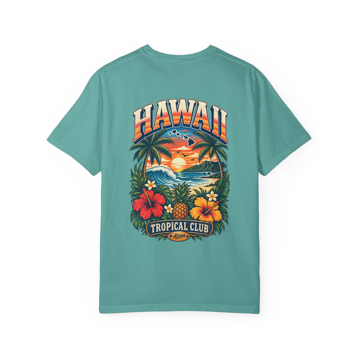 Hawaii Tropical Club Unisex Comfort Color 1717 Streetwear Graphic Tee