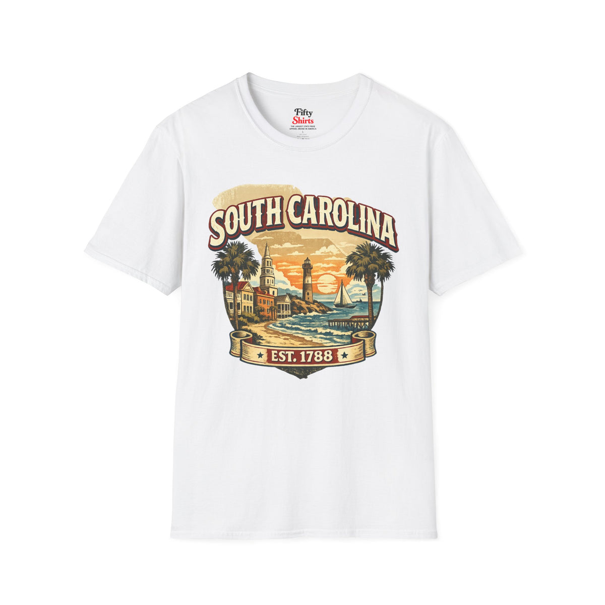 Vintage South Carolina Heritage Unisex Softstyle T Shirt State Pride Graphic Tee Collections FS03