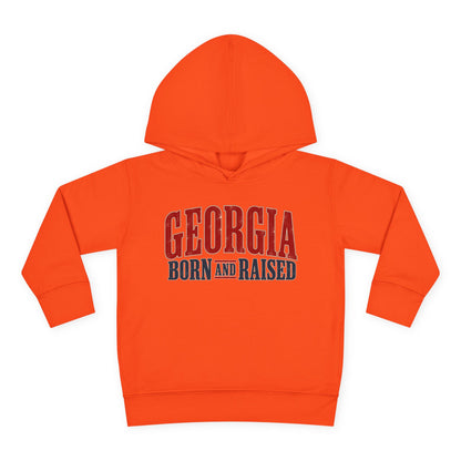 Georgia Born and Raised Southern Heritage Unisex Toddler Pullover Fleece Hoodie