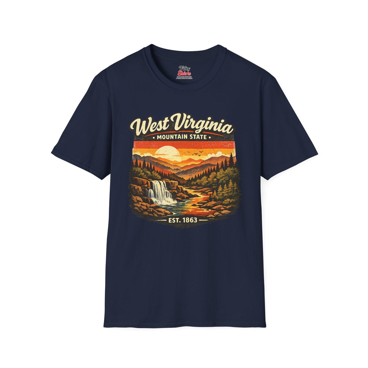 West Virginia Mountain Sunset Unisex Softstyle T Shirt State Pride Graphic Tee Collections FS03