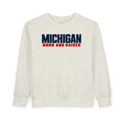 Michigan Born and Raised Minimalist Unisex Toddler Sweatshirt