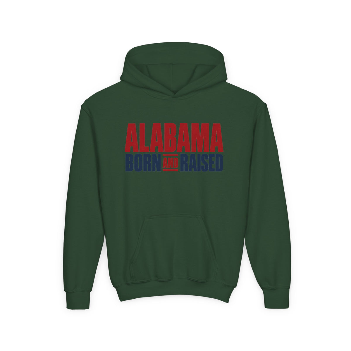 Alabama Born and Raised Minimal Heritage Unisex Youth Heavy Blend Hooded Sweatshirt Graphic