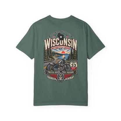 Wisconsin Motorcycle Roads Unisex Comfort Color 1717 Streetwear Graphic Tee