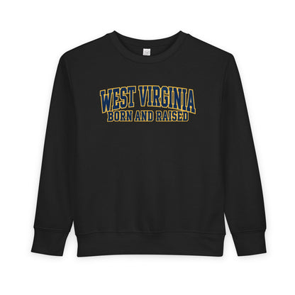 West Virginia Born and Raised Classic Collegiate Unisex Toddler Sweatshirt