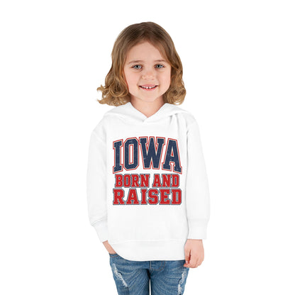 Iowa Born and Raised Vintage Collegiate Unisex Toddler Pullover Fleece Hoodie