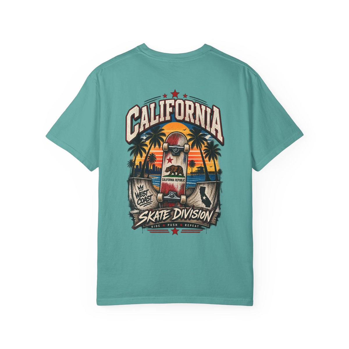 California Skate Division  Unisex Comfort Color 1717 Streetwear Graphic Tee