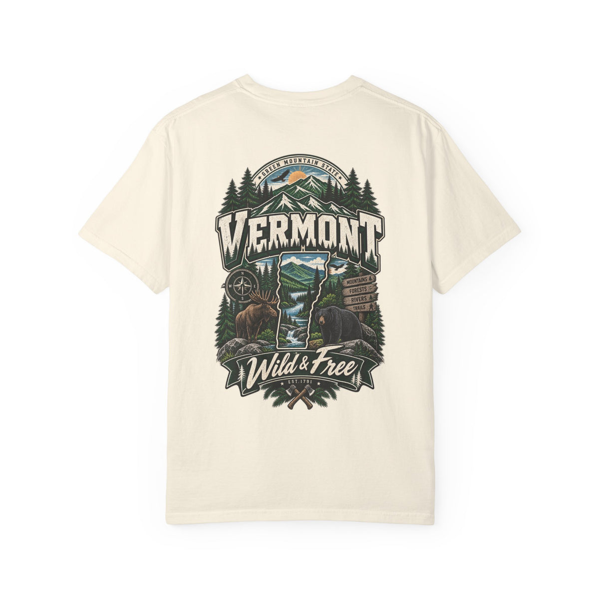 Vermont Wild & Free Unisex Comfort Color 1717 Streetwear Graphic Tee