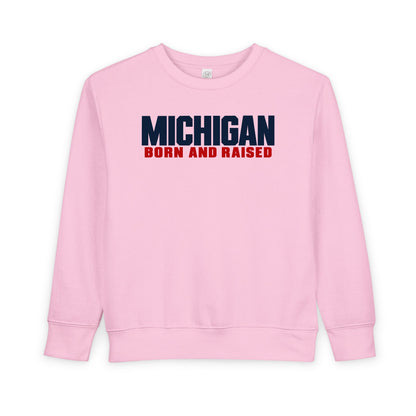 Michigan Born and Raised Minimalist Unisex Toddler Sweatshirt