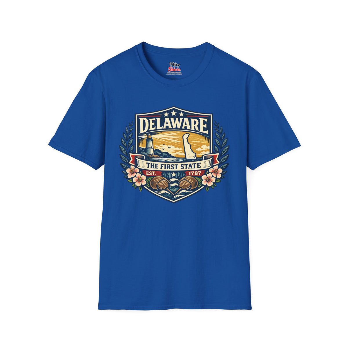 Delaware Heritage Badge Unisex Softstyle T Shirt State Pride Graphic Tee Collections FS03