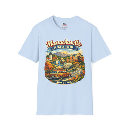 Massachusetts Road Trip Unisex Softstyle T Shirt State Pride Graphic Tee Collections FS03