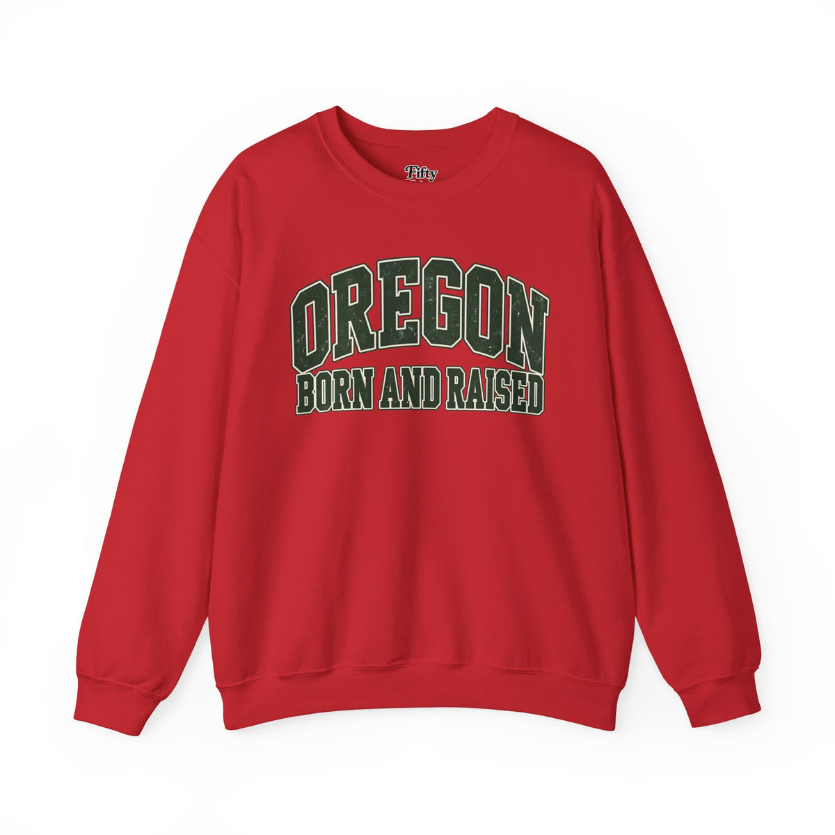 Oregon Born and Raised Unisex Crewneck Sweatshirt State Name Graphic