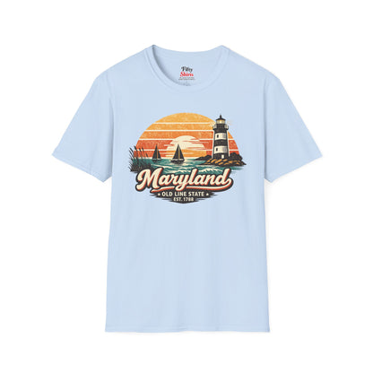Maryland Coastal Sunset Unisex Softstyle T Shirt State Pride Graphic Tee Collections FS03