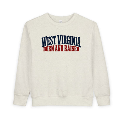 West Virginia Born and Raised Classic Americana Unisex Toddler Sweatshirt