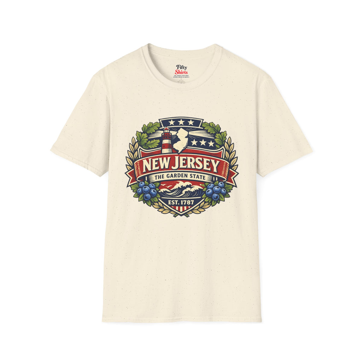 New Jersey Heritage Badge Unisex Softstyle T Shirt State Pride Graphic Tee Collections FS03